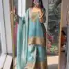 SR 1705 Firozi Fendy Silk Salwar Suit Perfect for Wedding, Party, Cultural Events, Sangeet, Housewarming – . Grab it for ₹2449. Delivery 4-6 Working Da | Jump Suits, Salwar suit, Casual Suits, Creative suits, Designer Suits, Palazzo Suits, Party Wear Suits, Patiala Suits, Straight Suits