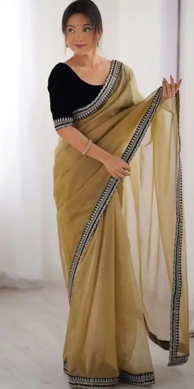 SC 1017 Gold Soft Twil Net Silk Saree Perfect for Wedding, Party, Temple Visit, Reception, Sangeet – . Now at just ₹1699. Delivery 4-6 Working Days. | Sarees, Bollywood Sarees, Creative Sarees, Designer Sarees, Embroidered Sarees, Ethnic Saree, Modern Digital sarees, Party Wear Sarees