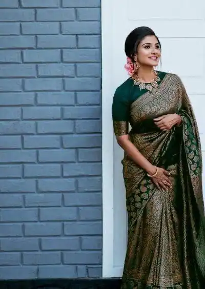 Green Lichi Silk Jacquard Lace Saree