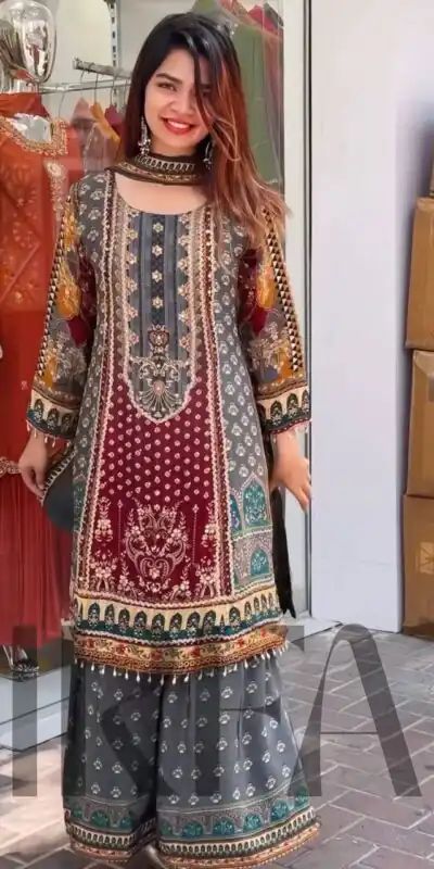 ST 207 Grey Color Georgette Salwar Suit with Embroidery Work. Introductory Price ₹1949. Delivery 4-6 Working Days. Shop now. | Jump Suits, Salwar suit, Casual Suits, Creative suits, Designer Suits, Palazzo Suits, Party Wear Suits, Patiala Suits, Straight Suits