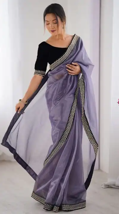 SC 1017 Lavender Soft Twil Net Silk Saree Perfect for Wedding, Party, Temple Visit, Reception, Sangeet – . Now at just ₹1699. Delivery 4-6 Working Days. | Sarees, Bollywood Sarees, Creative Sarees, Designer Sarees, Embroidered Sarees, Ethnic Saree, Modern Digital sarees, Party Wear Sarees