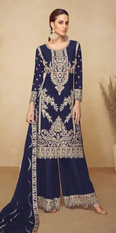 FC 717 Navy Blue Viscous Chinon Salwar Suit with Lace Work & Embroidery Work. Exclusive Offer ₹2549. Delivery 4-6 Working Days. Shop now. | Jump Suits, Salwar suit, Casual Suits, Creative suits, Designer Suits, Palazzo Suits, Party Wear Suits, Patiala Suits, Straight Suits
