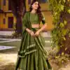 Mahendi Chettinad Cotton Chex Zari Work Lehenga Choli