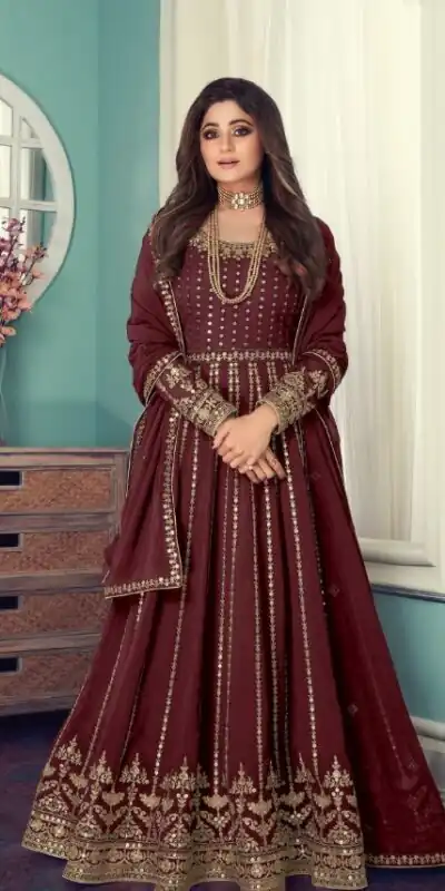 FC Shamita 8545 Maroon Color Georgette Codding Embroidery Anarkali Suit Wedding, Party, Festive Expected Delivery 4-6 Working Days  @2499/- | Jump Suits, Salwar suit, Casual Suits, Creative suits, Designer Suits, Palazzo Suits, Party Wear Suits, Patiala Suits, Straight Suits