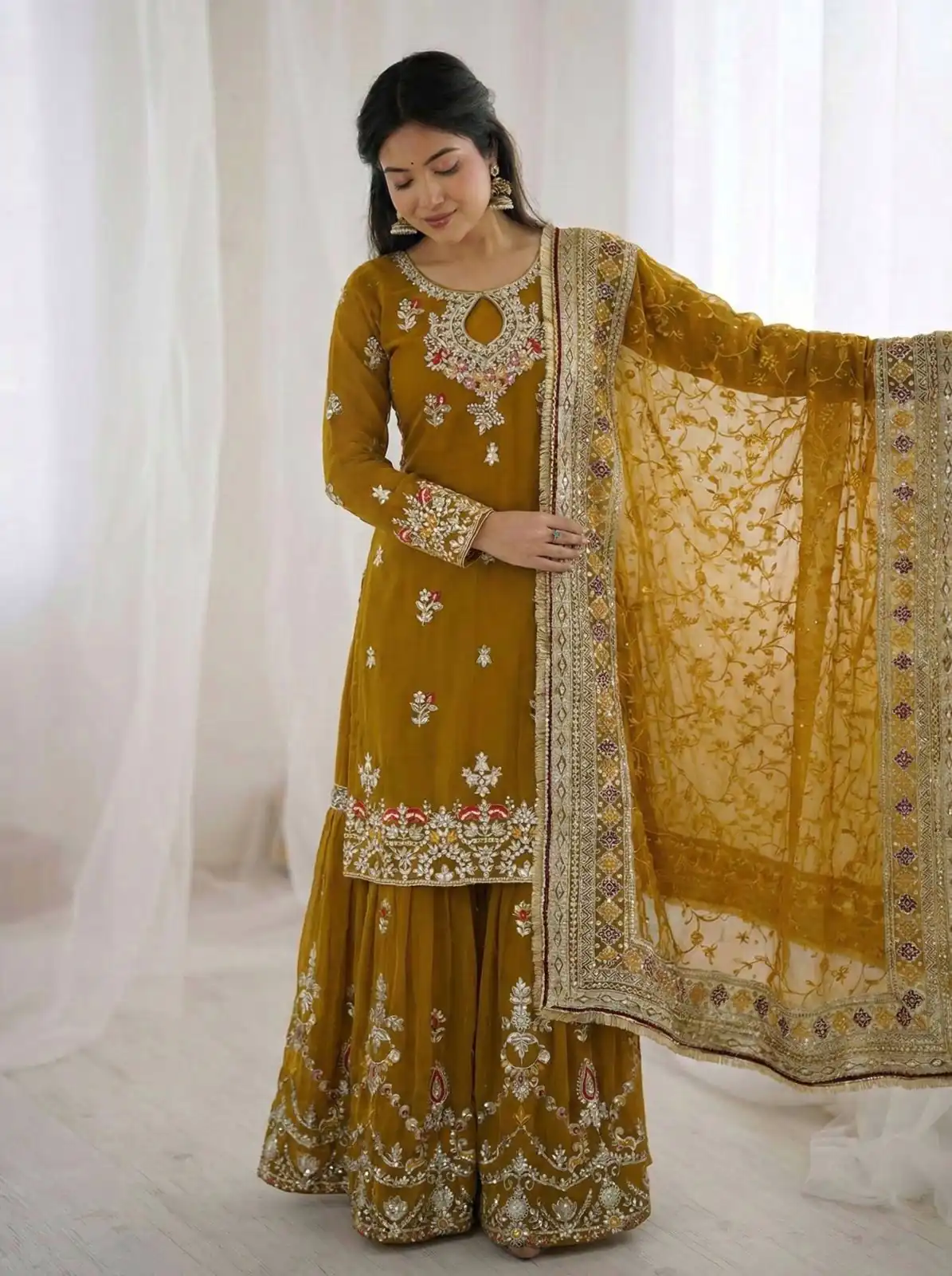 SSR 5007 Mustered Color Georgette Salwar Suit with Embroidery Work. Get it for ₹2449. Delivery 4-6 Working Days. Shop now. | Jump Suits, Salwar suit, Casual Suits, Creative suits, Designer Suits, Palazzo Suits, Party Wear Suits, Patiala Suits, Straight Suits