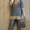 Navy Blue Mul Cotton Lace Embroidery Work Salwar Suit