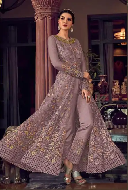 Onion Banglory Silk Embroidery Stone Work Salwar Suit - Image 2