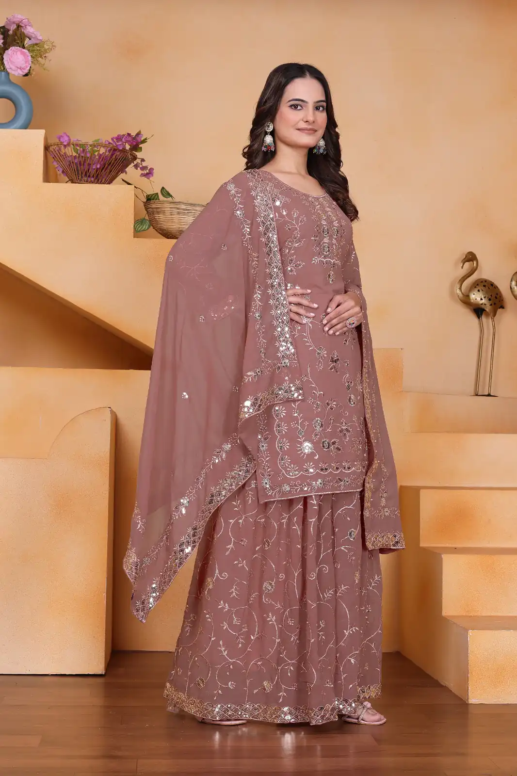 FE 99 Onion Color Fox Georgette Salwar Suit with Embroidery Work. Online Now at just ₹2549. Delivery 4-6 Working Days. Shop now. | Jump Suits, Salwar suit, Casual Suits, Creative suits, Designer Suits, Palazzo Suits, Party Wear Suits, Patiala Suits, Straight Suits