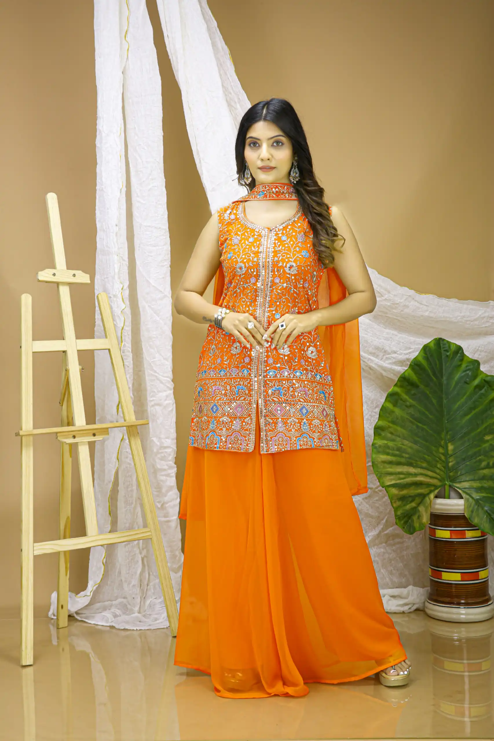 FE 124 Orange Color Georgette Salwar Suit with Embroidery Work. Introductory Price ₹1999. Delivery 4-6 Working Days. Shop now. | Jump Suits, Salwar suit, Casual Suits, Creative suits, Designer Suits, Palazzo Suits, Party Wear Suits, Patiala Suits, Straight Suits