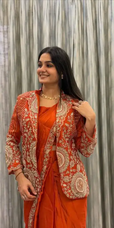 BB 49 Orange in Rangoli Silk Embroidery Work Saree . Wedding, Party, Festive, Events, Get it for ₹2099. Delivery 4-6 Working Days. Shop now. | Sarees, Bollywood Sarees, Creative Sarees, Designer Sarees, Embroidered Sarees, Ethnic Saree, Modern Digital sarees, Party Wear Sarees