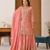 ND 5033 Peach Chinon Silk Salwar Suit with Embroidery Work & Lace Work. Affordable Price ₹2149. Delivery 4-6 Working Days. Shop now. | Jump Suits, Salwar suit, Casual Suits, Creative suits, Designer Suits, Palazzo Suits, Party Wear Suits, Patiala Suits, Straight Suits