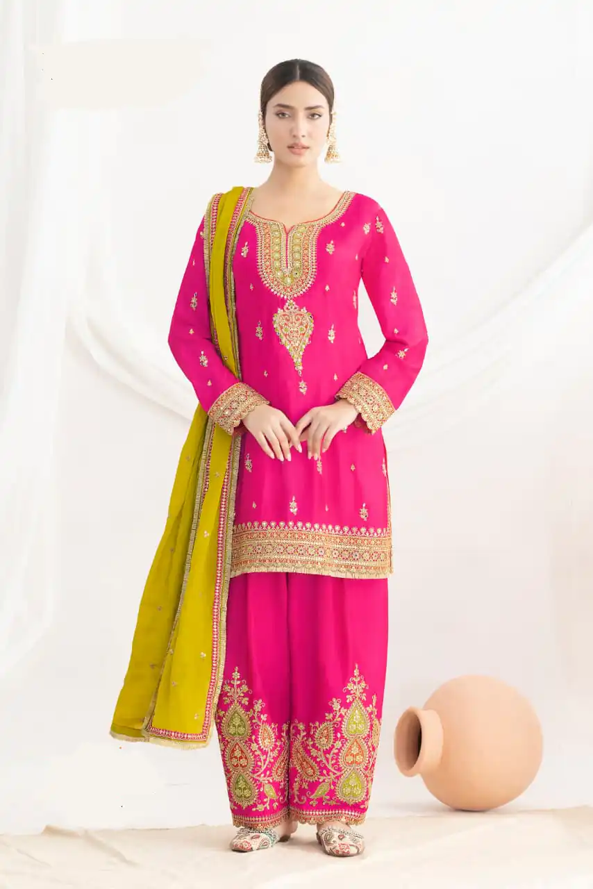 DS GULZAR 2641 Pink in Chinon Embroidery Work & Mirror Work Salwar Suit. Now at just ₹3049. Delivery 4-6 Working Days. Shop now. | Jump Suits, Tops & Bottoms, Track Suits, Salwar suit, Casual Suits, Creative suits, Designer Suits, Palazzo Suits, Party Wear Suits, Patiala Suits, Straight Suits, Trendy Wear