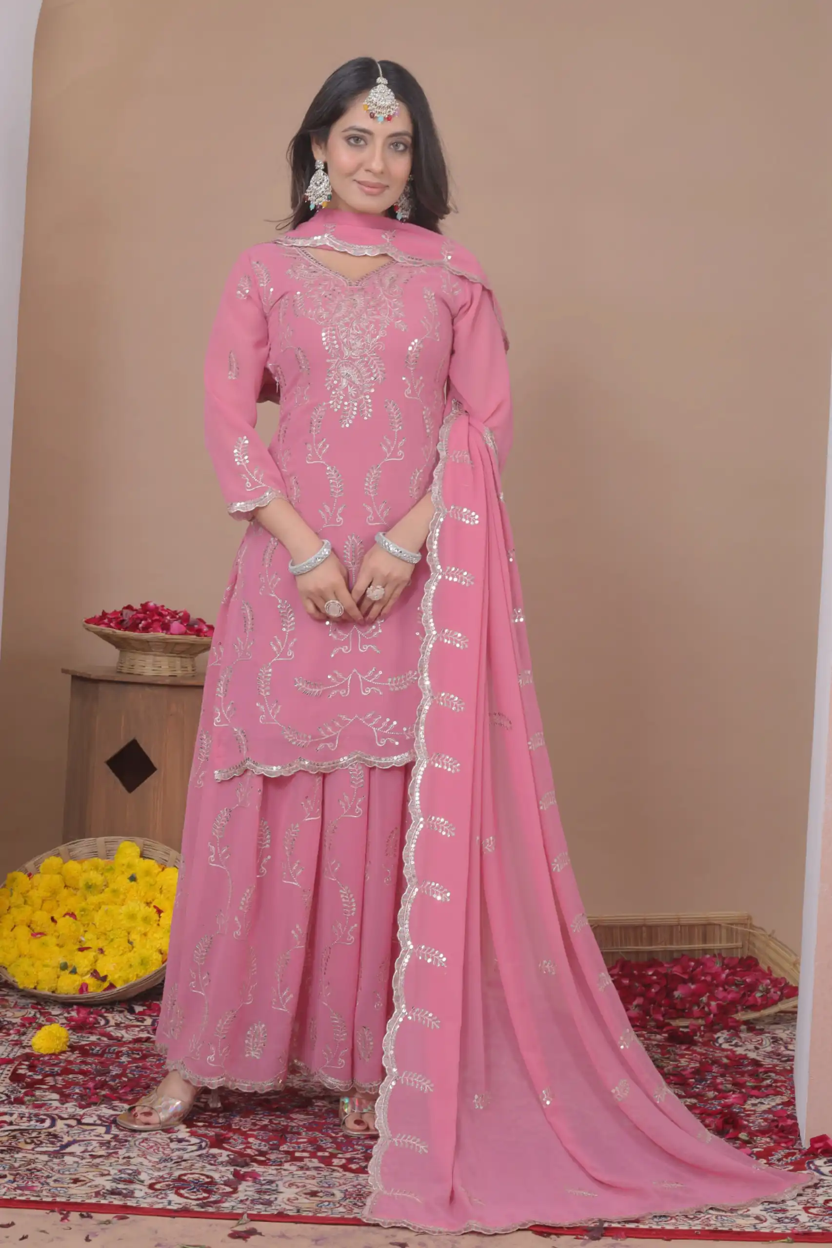 FE 125 Pink Color Georgette Salwar Suit with Embroidery Work. Introductory Price ₹1999. Delivery 4-6 Working Days. Shop now. | Jump Suits, Salwar suit, Casual Suits, Creative suits, Designer Suits, Palazzo Suits, Party Wear Suits, Patiala Suits, Straight Suits