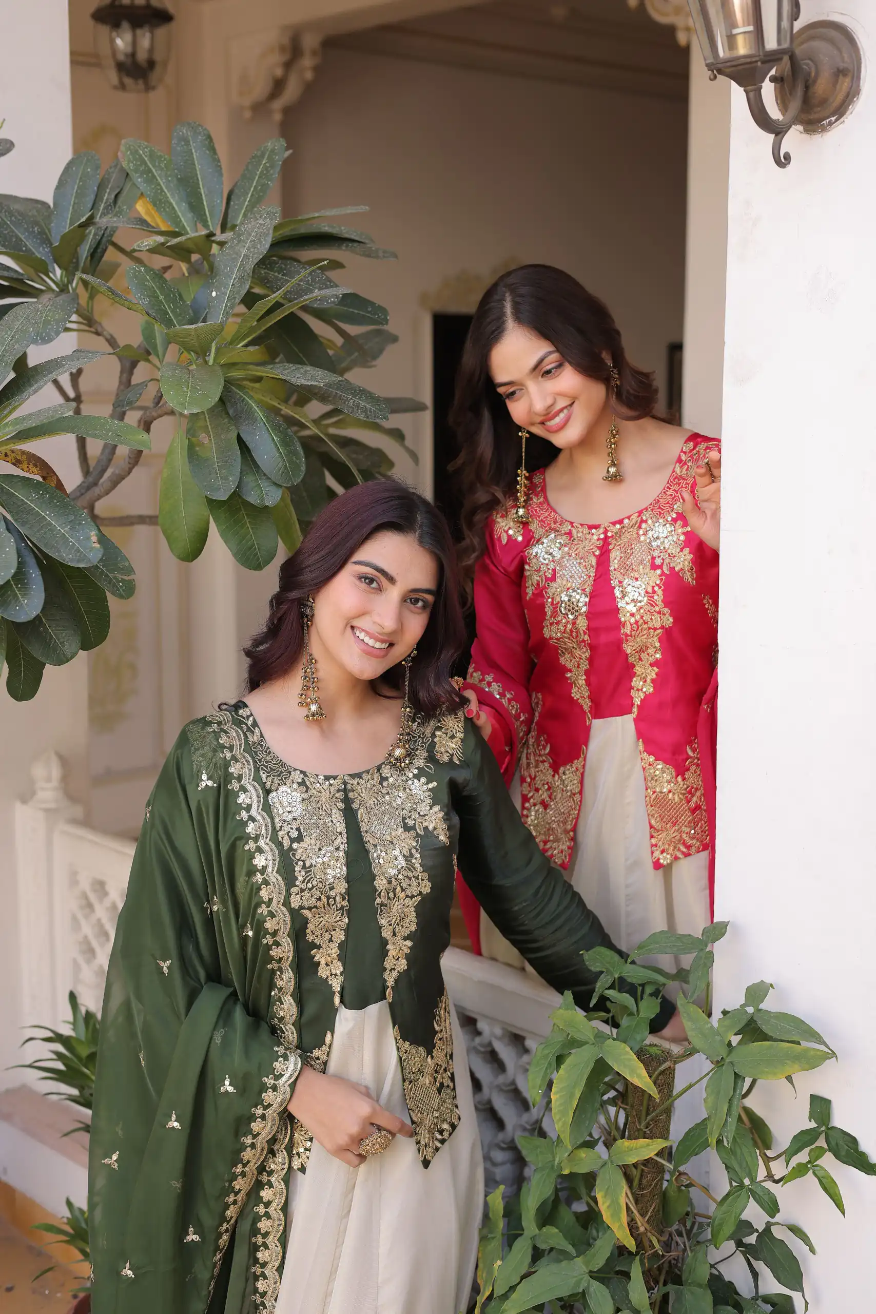 Pink Glass Roman Sequins Work Gown - Image 6