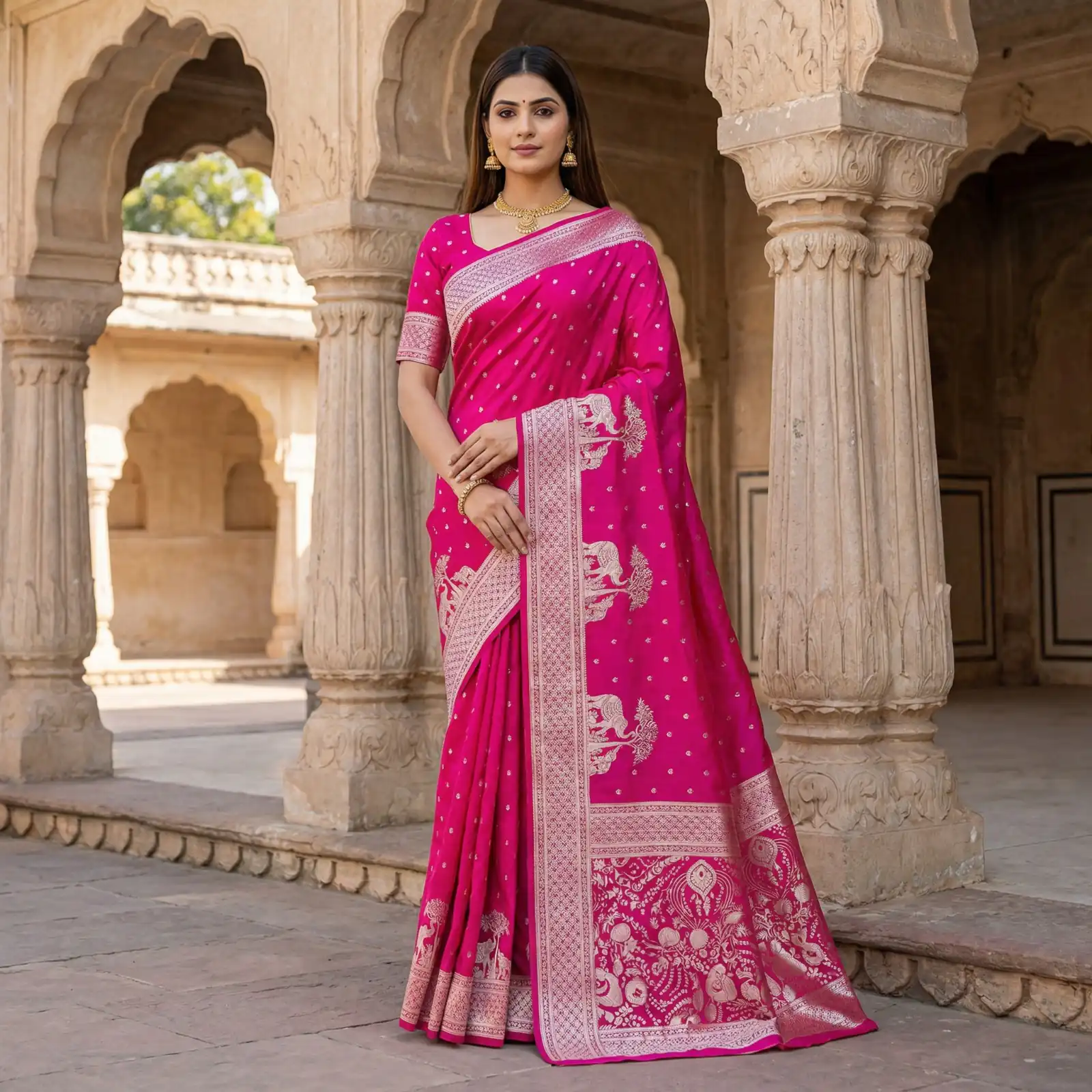 MB 25 GAJRAJ Pink in Pure Banarasi Silk Zari Work & Lace Work Saree . Introductory Price ₹1899. Delivery 4-6 Working Days. Shop now. | Sarees, Bollywood Sarees, Creative Sarees, Designer Sarees, Embroidered Sarees, Ethnic Saree, Modern Digital sarees, Party Wear Sarees