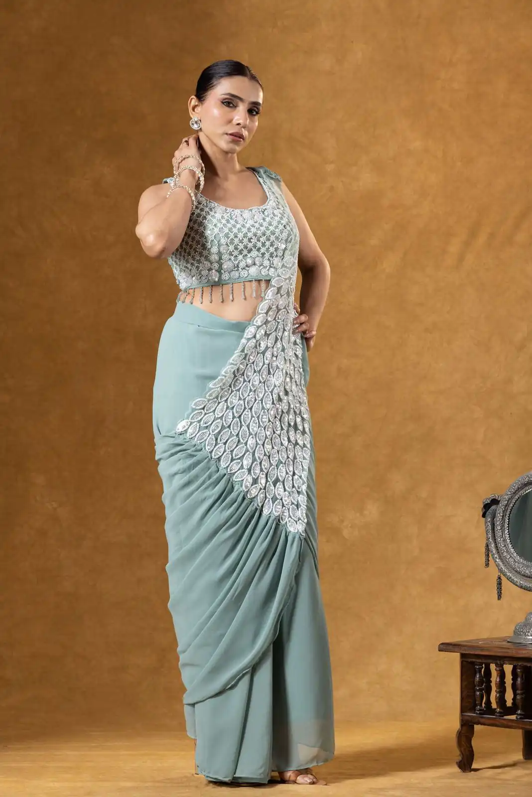 ST 1165 Grey Faux Georgette Saree with Embroidery Work & Sequins Work. Now at just ₹1799. Delivery 4-6 Working Days. Shop now. | Sarees, Bollywood Sarees, Creative Sarees, Designer Sarees, Embroidered Sarees, Ethnic Saree, Modern Digital sarees, Party Wear Sarees