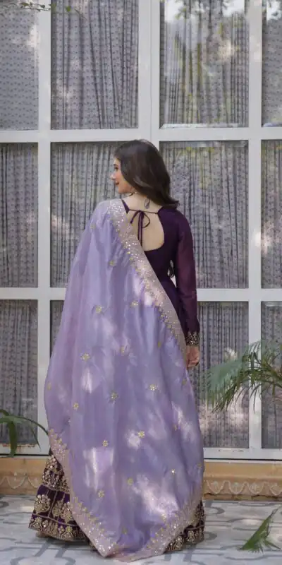KA 1143 Purple Faux Georgette Sequence Work Gown Gown. Wedding, Party, Festive, Events Grab it for ₹2649. Delivery 4-6 Working Days. Shop now. | Gowns, Bollywood Gowns, Creative Gowns, Designer Gowns, Embroidered Gowns, Party Wear Gowns