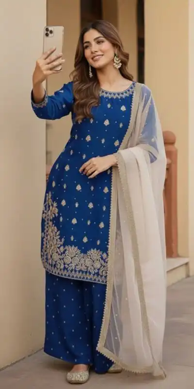 KF 1717 Royal Blue Zimmy Silk Salwar Suit with Lace Work & Embroidery Work. Affordable Price ₹2149. Delivery 4-6 Working Days. Shop now. | Jump Suits, Salwar suit, Casual Suits, Creative suits, Designer Suits, Palazzo Suits, Party Wear Suits, Patiala Suits, Straight Suits