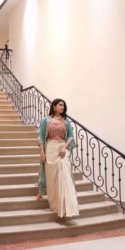 Sky Blue Mono Silk Sequence Embroidery Work Dhoti Suit