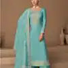 Sky Blue Vichitra Embroidery Stone Work Salwar Suit