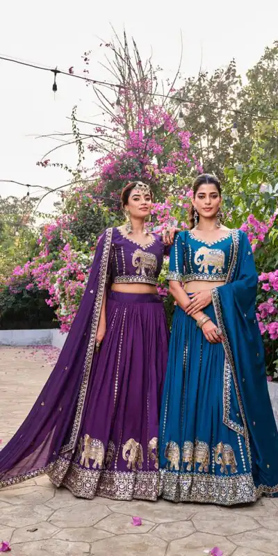 Ram 165 Dark Purple in Color Vichitra Silk Embroidery Work Lehenga Choli . Now at just ₹2599. Delivery 4-6 Working Days. Shop now. | Lehenga, Bollywood Lehenga, Creative Lehenga, Designer Lehenga, Embroidered Lehenga, Party Wear Lehenga
