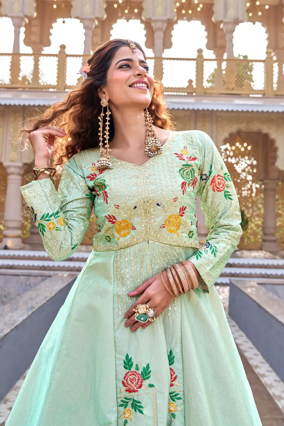 Ram 164 Pista Color Satin Silk Lehenga Choli with Embroidery Work. Best Price ₹2649. Delivery 4-6 Working Days. Shop now. | Lehenga, Bollywood Lehenga, Creative Lehenga, Designer Lehenga, Embroidered Lehenga, Party Wear Lehenga