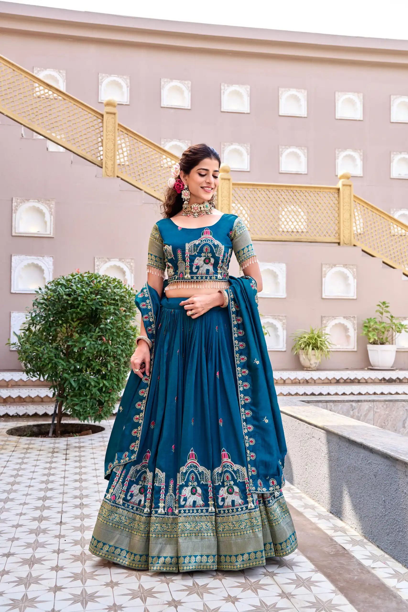 Ram 163 Teal in Color Vichitra Silk Embroidery Work Lehenga Choli . Now at just ₹3049. Delivery 4-6 Working Days. Shop now. | Lehenga, Bollywood Lehenga, Creative Lehenga, Designer Lehenga, Embroidered Lehenga, Party Wear Lehenga