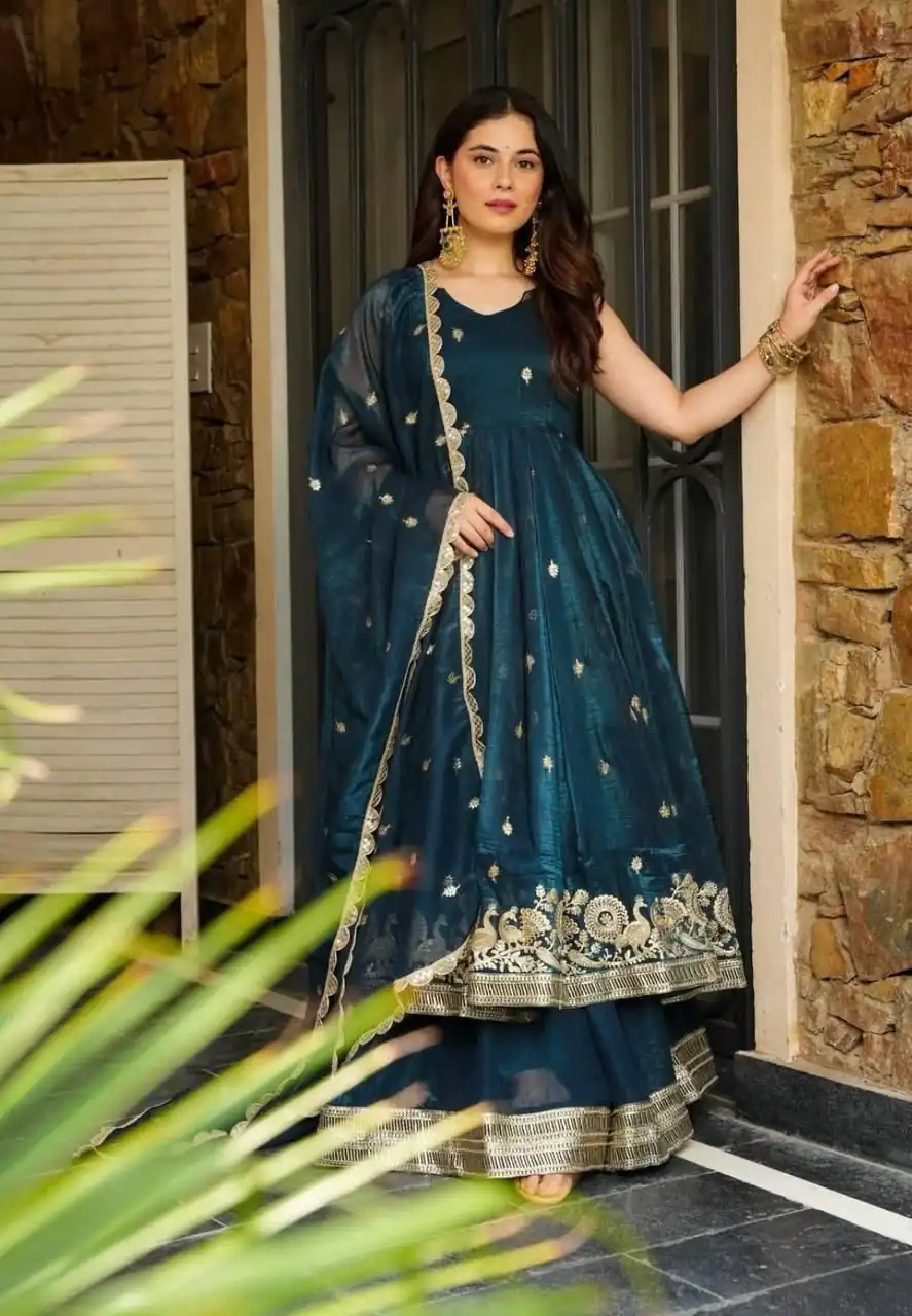 ZB 5055 Teal Embroidery Work Salwar Suit in Teal Gold Crazy. Available at ₹2449 only. Delivery 4-6 Working Days. Shop now. | Jump Suits, Salwar suit, Casual Suits, Creative suits, Designer Suits, Palazzo Suits, Party Wear Suits, Patiala Suits, Straight Suits