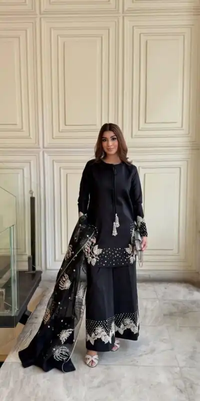 AD 202 Black in Color Natural Crepe Embroidery Work Salwar Suit . Affordable Price ₹1849. Delivery 4-6 Working Days. Shop now. | Jump Suits, Salwar suit, Casual Suits, Creative suits, Designer Suits, Palazzo Suits, Party Wear Suits, Patiala Suits, Straight Suits