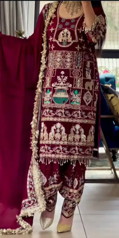 NF 1247 Maroon in Color Natural Crepe Embroidery Work Salwar Suit . Affordable Price ₹2599. Delivery 4-6 Working Days. Shop now. | Jump Suits, Salwar suit, Casual Suits, Creative suits, Designer Suits, Palazzo Suits, Party Wear Suits, Patiala Suits, Straight Suits