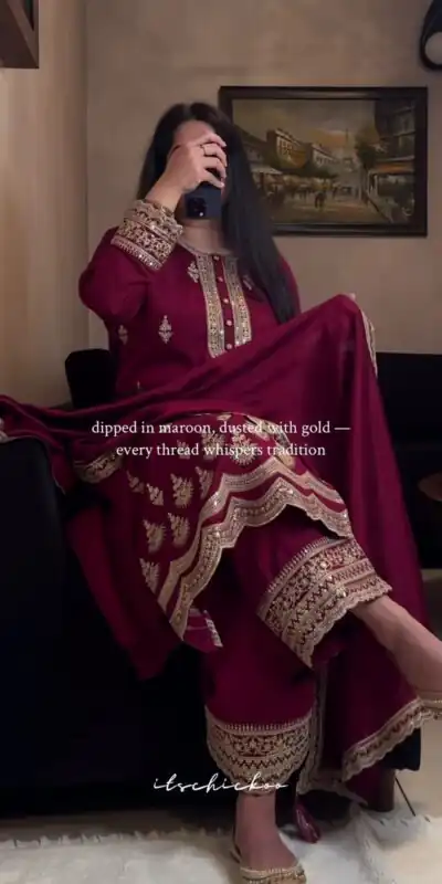 MD 3038 Maroon Color Crep Salwar Suit Brown with Embroidery Work. Exclusive Offer ₹2099. Delivery 4-6 Working Days. Shop now. | Jump Suits, Salwar suit, Casual Suits, Creative suits, Designer Suits, Palazzo Suits, Party Wear Suits, Patiala Suits, Straight Suits