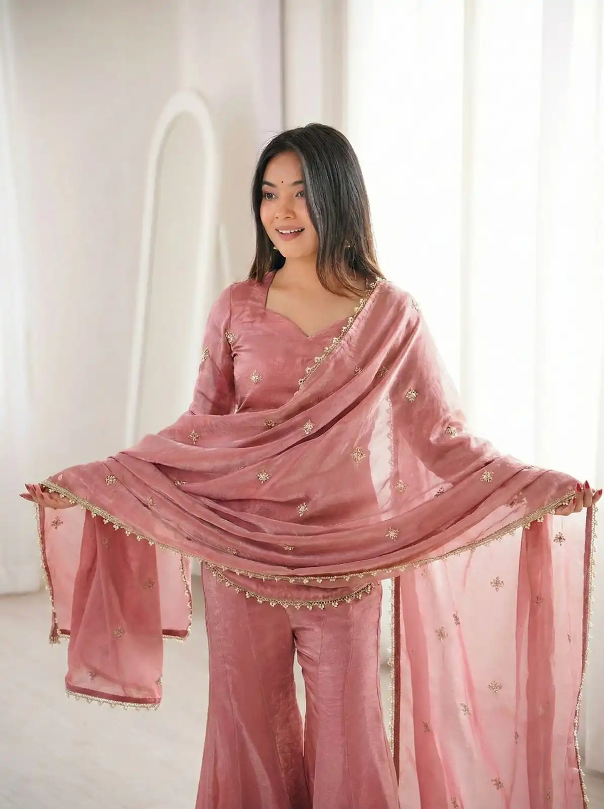 ZSR 3159 Peach Fendy Silk Salwar Suitwith Embroidery Work & Lace Work. Now at just ₹2049. Delivery 4-6 Working Days. Shop now. | Jump Suits, Salwar suit, Casual Suits, Creative suits, Designer Suits, Palazzo Suits, Party Wear Suits, Patiala Suits, Straight Suits