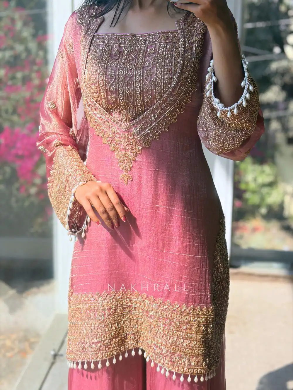 Super Peach Fendy Silk Embroidery Work Salwar Suit - Image 3