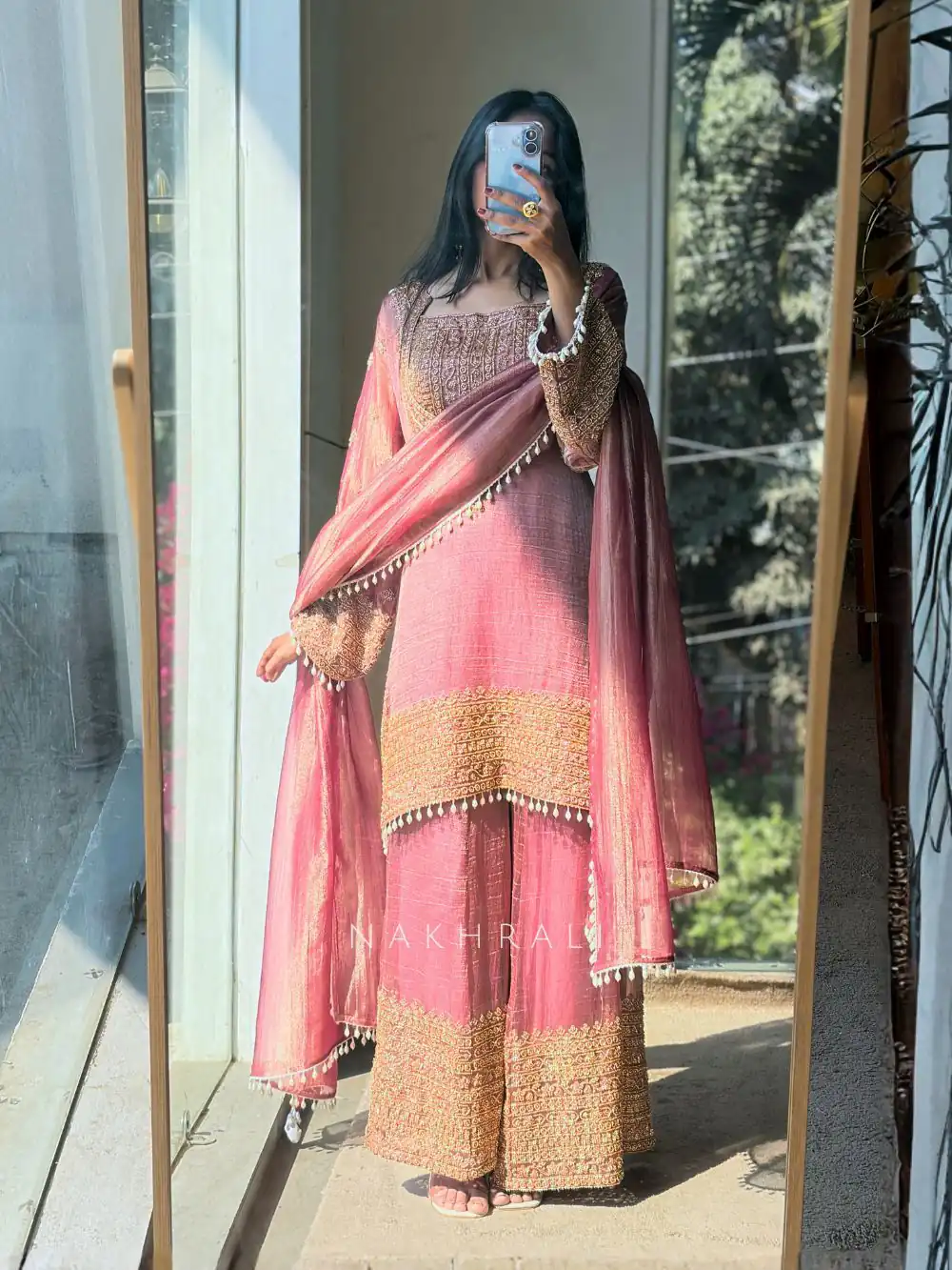 Super Peach Fendy Silk Embroidery Work Salwar Suit