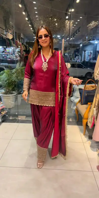 ZSR 3164 Red Fendy Silk Salwar Suitwith Embroidery Work & Lace Work. Now at just ₹2099. Delivery 4-6 Working Days. Shop now. | Jump Suits, Salwar suit, Casual Suits, Creative suits, Designer Suits, Palazzo Suits, Party Wear Suits, Patiala Suits, Straight Suits