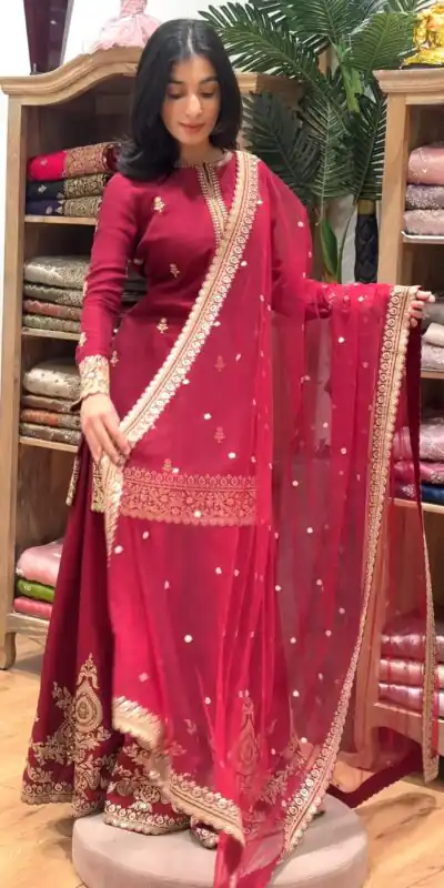 MF 501 Red Natural Crep Salwar Suit Brown with Embroidery Work. Exclusive Offer ₹2549. Delivery 4-6 Working Days. Shop now. | Jump Suits, Salwar suit, Casual Suits, Creative suits, Designer Suits, Palazzo Suits, Party Wear Suits, Patiala Suits, Straight Suits