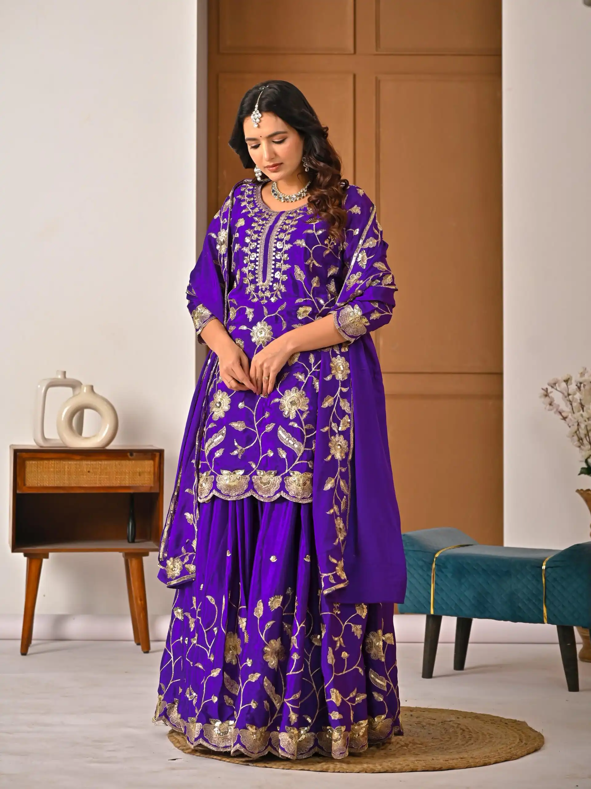 MD 3057 Purple Chinon Silk Salwar Suit with Embroidery Work & Lace Work. Affordable Price ₹2149. Delivery 4-6 Working Days. Shop now. | Jump Suits, Salwar suit, Casual Suits, Creative suits, Designer Suits, Palazzo Suits, Party Wear Suits, Patiala Suits, Straight Suits
