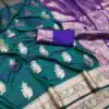 Teal Banarasi Silk Zari Lace Work All Over Saree