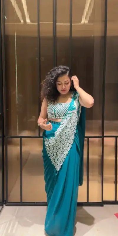 ST 1165 Teal Faux Georgette Saree with Embroidery Work & Sequins Work. Now at just ₹1799. Delivery 4-6 Working Days. Shop now. | Sarees, Bollywood Sarees, Creative Sarees, Designer Sarees, Embroidered Sarees, Ethnic Saree, Modern Digital sarees, Party Wear Sarees