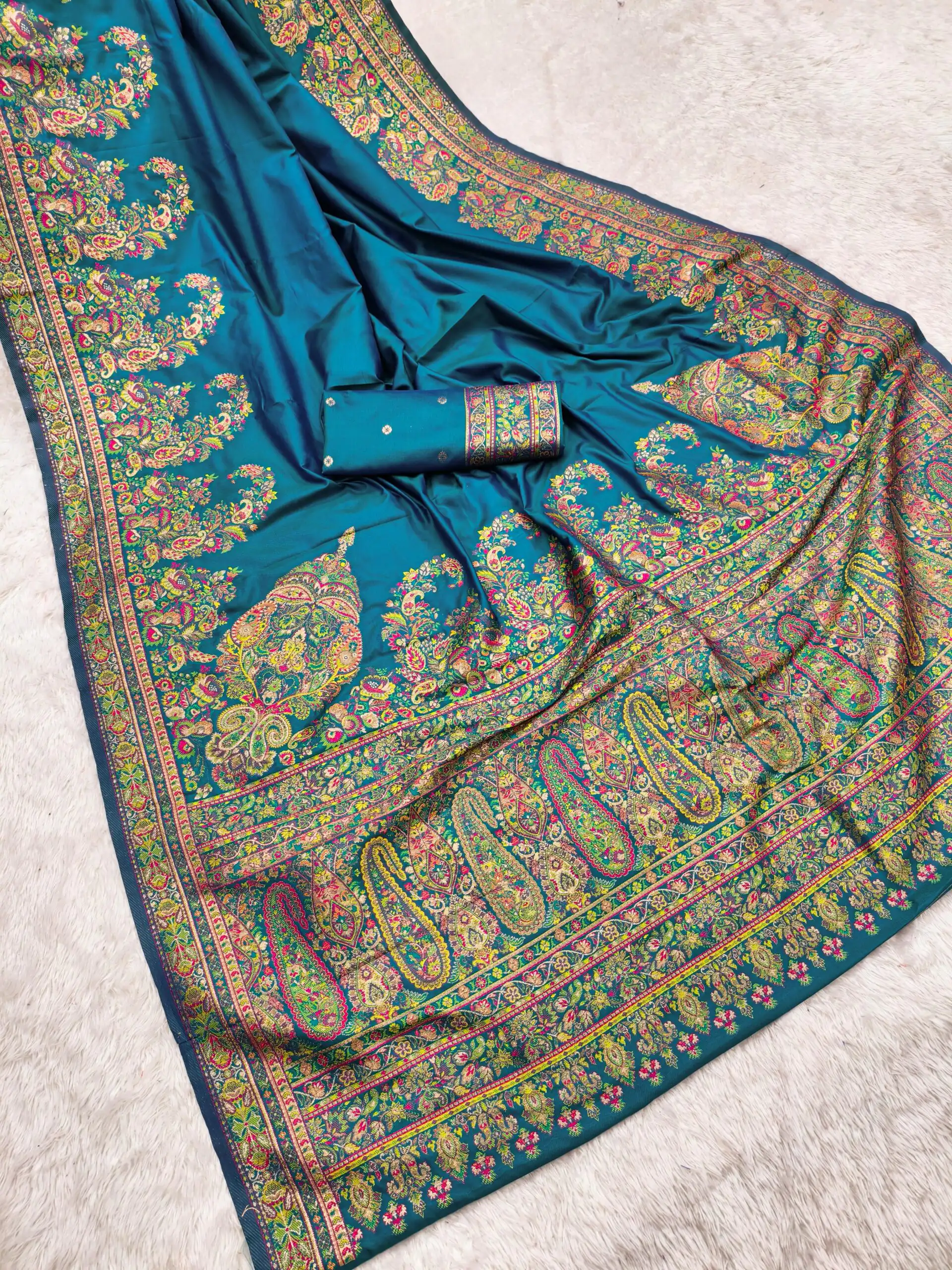 MB 46 Teal Color Pashmina Silk Woven Motifs Saree . Wedding, Party, Festive, Available at ₹2399 only. Delivery 4-6 Working Days. Shop now. | Sarees, Bollywood Sarees, Creative Sarees, Designer Sarees, Embroidered Sarees, Ethnic Saree, Modern Digital sarees, Party Wear Sarees