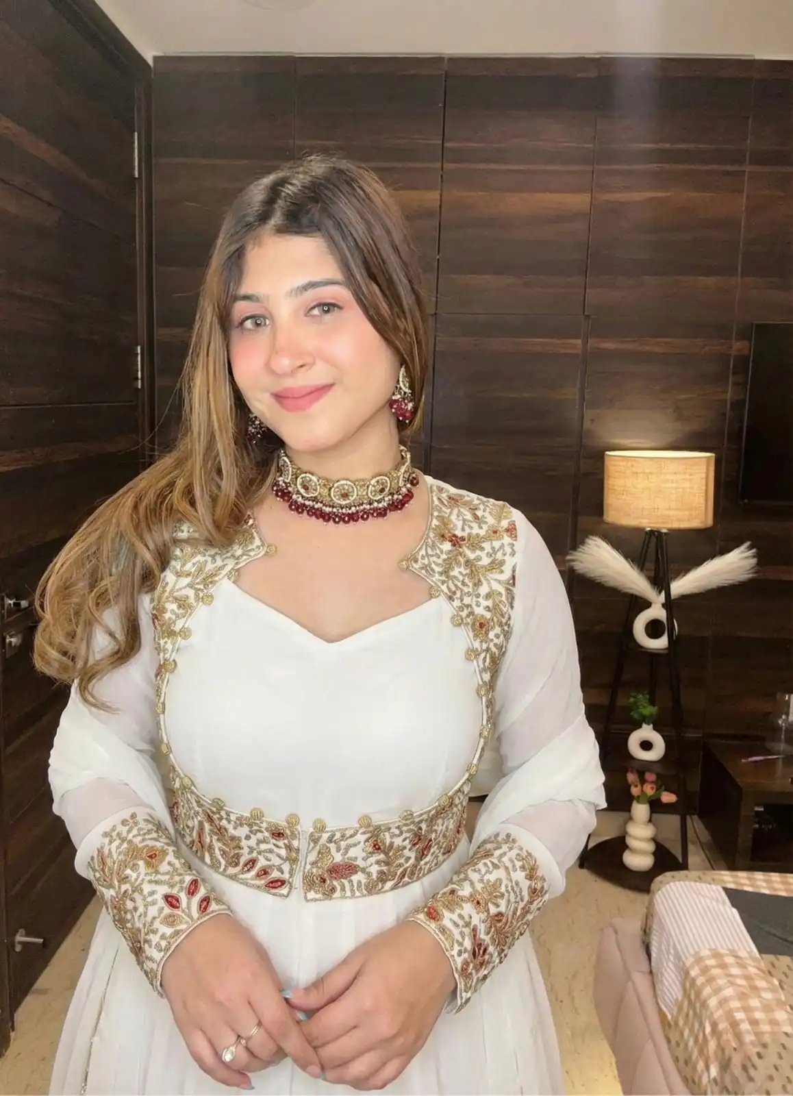 White Faux Georgette With Embroider Work Salwar Suit - Image 3