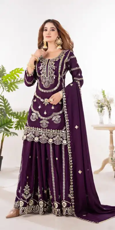ND 5033 Wine Chinon Silk Salwar Suit with Embroidery Work & Lace Work. Affordable Price ₹2149. Delivery 4-6 Working Days. Shop now. | Jump Suits, Salwar suit, Casual Suits, Creative suits, Designer Suits, Palazzo Suits, Party Wear Suits, Patiala Suits, Straight Suits