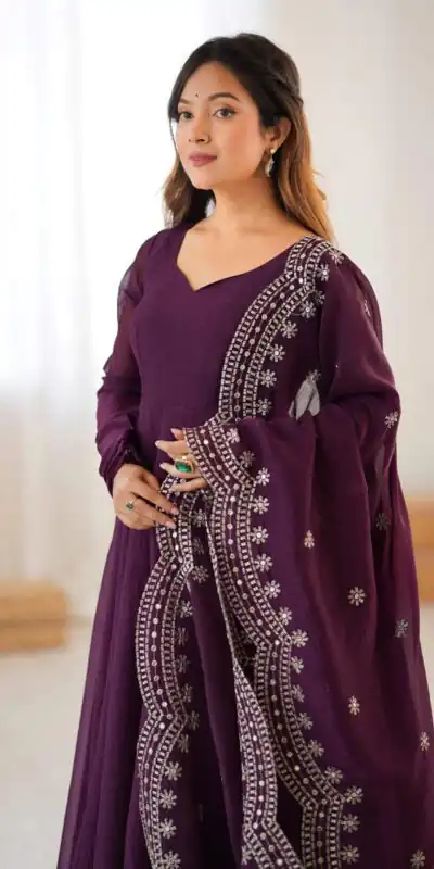 SSR 5006 Wine Fandy Silk Gown Perfect for Wedding, Party, Pongal, Traditional Day, Baby Shower – . Get it for ₹1999. Delivery 4-6 Working Days. Shop | Gowns, Bollywood Gowns, Creative Gowns, Designer Gowns, Embroidered Gowns, Party Wear Gowns