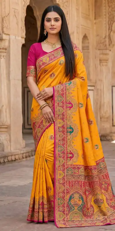 MB 56 Yellow Paithani Silk Saree with Lace Border & Lace Work. Affordable Price ₹2399. Delivery 4-6 Working Days. Shop now. | Sarees, Bollywood Sarees, Creative Sarees, Designer Sarees, Embroidered Sarees, Ethnic Saree, Modern Digital sarees, Party Wear Sarees