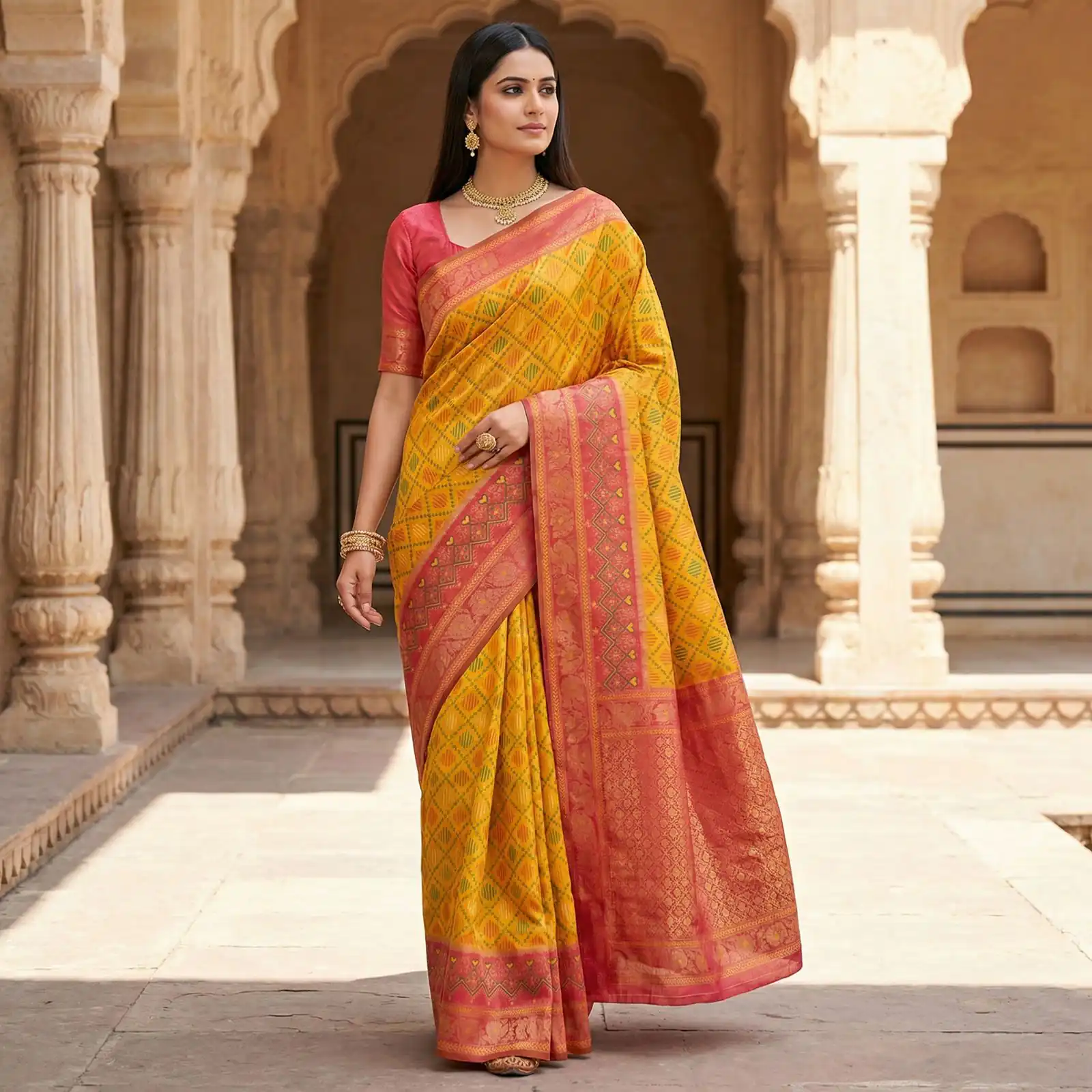 MB 6088 Yellow Color Lace Work & Zari Work Sareein Pochampalli Silk. Best Price ₹2049. Delivery 4-6 Working Days. Shop now. | Sarees, Bollywood Sarees, Creative Sarees, Designer Sarees, Embroidered Sarees, Ethnic Saree, Modern Digital sarees, Party Wear Sarees