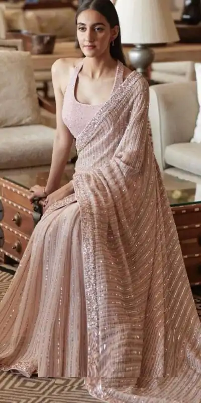 LG 1334 Light Pink Saree : Georgette Blouse : Phantom Silk Work : Sequence Embroidered Work On All Over The Saree Party, Wedding, @1749/- Only | Sarees, Bollywood Sarees, Creative Sarees, Designer Sarees, Embroidered Sarees, Ethnic Saree, Party Wear Sarees