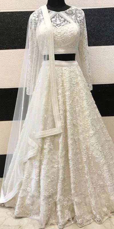 Beautiful White Color Georgette with embroidery Lehenga Choli (2)