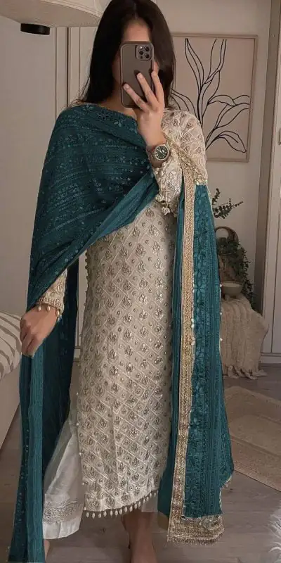 Pretty White Color Sequence Work Salwar Suit With Peacock Dupatta