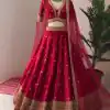 Artful Red Color Georgette Embroidery Sequence Lehenga Choli