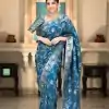 Bright Blue Color Soft Litchi Silk All Over Weaving Saree